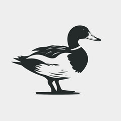 Elegant duck with monochrome coloring shown in striking simplicity silhouette