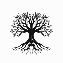 Naklejka premium Artistic vector tree illustration on white background silhouette