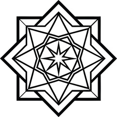 Floral Geometric Mandala Coloring Page &ndash; Black and White Design for Meditation