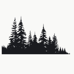 Fototapeta premium Silhouette forest trees pine tree nature landscape mountains woods vector illustration graphic design art