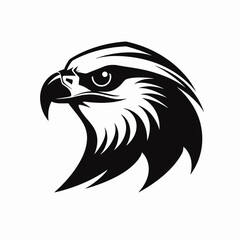 Obraz premium Eagle falcon hawk bird animal wildlife predator nature flying avian head logo black white vector silhouette