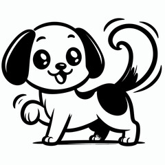 Fototapeta premium Happy cartoon puppy wagging tail