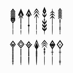 Arrow vector design set tribal arrows illustration graphic element decorative art native american style isolated silhouette