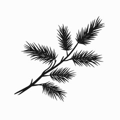 Naklejka premium Pine tree branch silhouette evergreen fir needles christmas winter holiday botanical nature forest design vector art