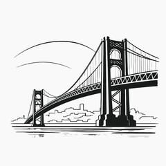 Fototapeta premium Golden gate bridge san francisco california landmark architecture cityscape travel structure drawing art silhouette