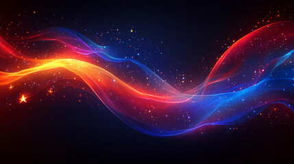 Obraz premium Abstract Fluid Wave Lines in Red White and Blue for USA Patriotic Background in Motion Style for Independence Day or American National Celebration Theme Design