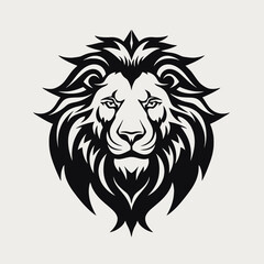 Fototapeta premium Lion head vector illustration graphic animal feline predator mammal design art black white logo face mascot wild silhouette