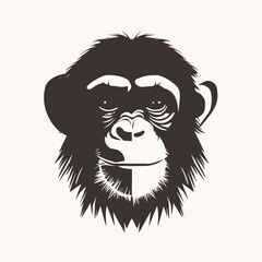 Fototapeta premium Chimpanzee monkey ape primate wildlife animal mammal zoo face head portrait illustration vector art silhouette