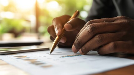 Expert analyzing efficiency metrics on transparent interface, futuristic interface overlay