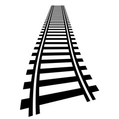 Railway Track Icon Set Vector Design on White Background. Railway Line, Rails Symbol, Train Tracks Sign, Railroad Pictogram, Railroad elements set, Railroads curved straight, traffic sign,seps10, 1111