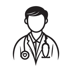 A doctor's simple line art illustration.