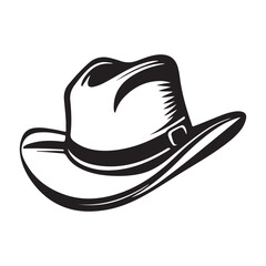 A black and white illustration of a cowboy hat.