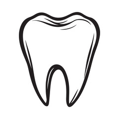 A single tooth illustration in a hand-drawn style, showcasing dental health.