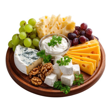 Delicious Cheese Board with Grapes Walnuts and Creamy Dip Perfect Appetizer for Wine Lovers