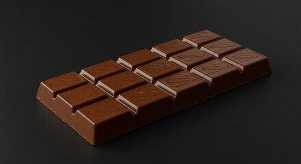 Milk chocolate bar on black background for snack, dessert, or sweet treat