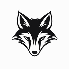 Obraz premium Fox head vector illustration animal wildlife predator mammal canine design graphic art black white logo icon silhouette