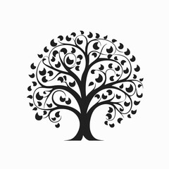 Tree vector black and white nature design silhouette illustration art graphic symbol organic foliage icon