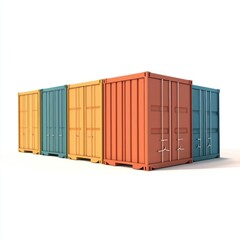 Cargo Containers Blank Mockup with logo and copy space isolated on white background. Shipping Containers Mockup. Industrial Cargo Box. Freight Container. Cargo Containers isolated on white.