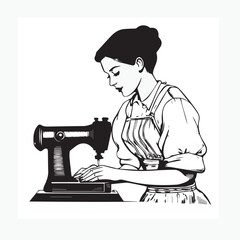 woman with sewing machine