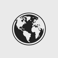 Fototapeta premium Globe world earth map geography continent global travel international planet sphere location icon vector silhouette