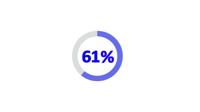 animated 62% pie chart video on white background &ndash; half circle segment animation, minimal circular info graphic, percentage data visualization, modern graph design.