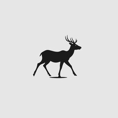 Deer silhouette animal wildlife nature mammal stag reindeer antlers buck forest design icon art vector