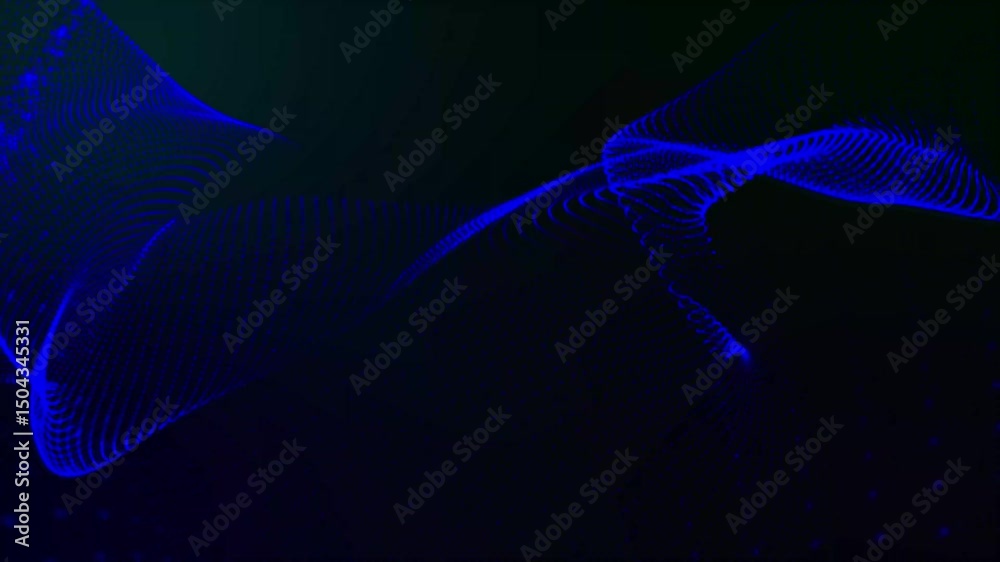 Poster futuristic blue dots and lines wave flow abstract dynamic digital background. beautiful animation of