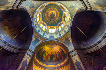 Interiors of Alexander Nevsky orthodox cathedral in Paris, France