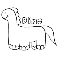 Hand drawn green dinosaur outlines for kid colouring book, art, paint, sketch, cartoon character, comic, animal, sticker, zoo, amusement park, cute patch, kid doll, tattoo, icon, logo, print, standee
