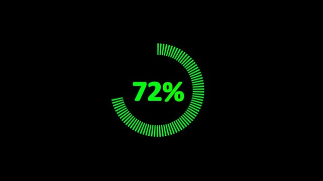 animated 72% pie chart video on white background &ndash; half circle segment animation, minimal circular info graphic, percentage data visualization, modern graph design.