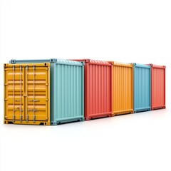 Cargo Containers Blank Mockup with logo and copy space isolated on white background. Shipping Containers Mockup. Industrial Cargo Box. Freight Container. Cargo Containers isolated on white.