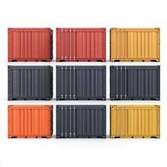 Fototapeta premium Cargo Containers Blank Mockup with logo and copy space isolated on white background. Shipping Containers Mockup. Industrial Cargo Box. Freight Container. Cargo Containers isolated on white.