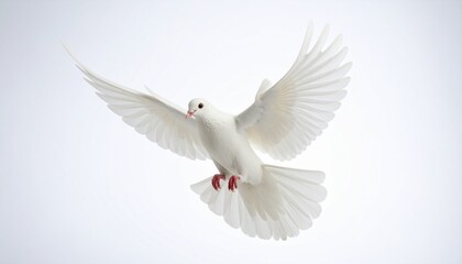 Obraz premium white dove flying on white backkground