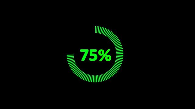 76% animated pie chart video on transparent background &ndash; half circle segment animation, minimal circular info graphic, percentage data visualization, modern graph design.
