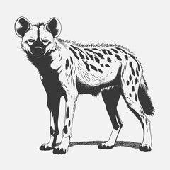 Fototapeta premium Hyena wildlife animal mammal carnivore nature predator africa safari spotted canine drawing art sketch
