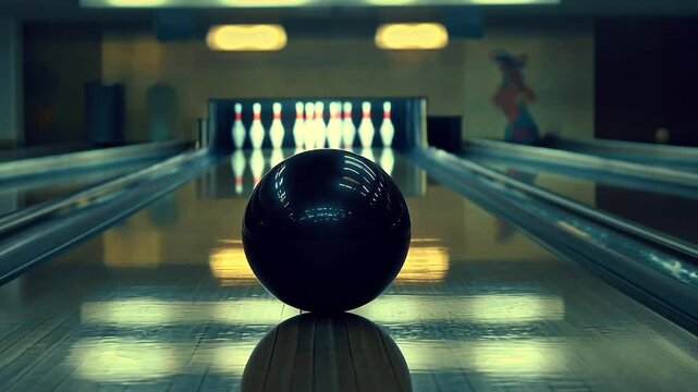Bowling alley lane with ball