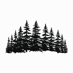 Obraz premium Black trees forest silhouette evergreen woods nature landscape scenic conifers design artistic