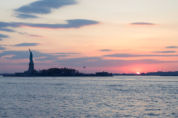 sunset in New York river