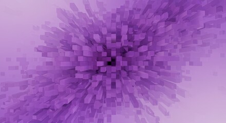 Fototapeta premium Abstract Purple Cube Burst - An abstract featuring a burst of purple cubes, creating a dynamic and energetic visual effect. Perfect for backgrounds or design elements