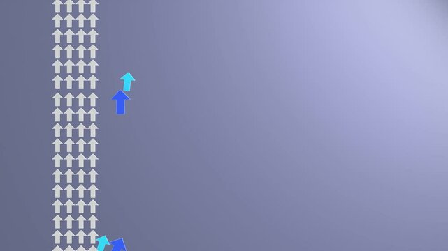 3D Seamless Loop of Arrows Breaking from Linear System to Create Accelerated Path of Independent and Unconventional Growth