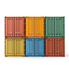 Cargo Containers Blank Mockup with logo and copy space isolated on white background. Shipping Containers Mockup. Industrial Cargo Box. Freight Container. Cargo Containers isolated on white.
