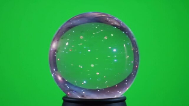 Rotating Glass Orb with Galaxy Core &ndash; Hovering Object on Green Screen