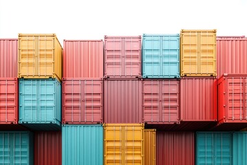 Cargo Containers Blank Mockup with logo and copy space isolated on white background. Shipping Containers Mockup. Industrial Cargo Box. Freight Container. Cargo Containers isolated on white.