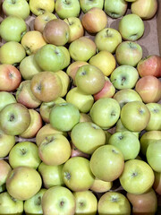fresh green apples in a market