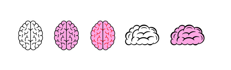 Brain vector icon design outline black flat design.