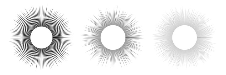Set of sun symbols on white background