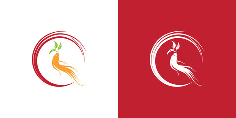 Fototapeta premium Creative korean gingseng logo design with unique concept premium vector