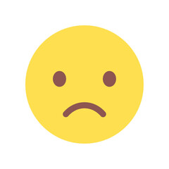 への字口でムッとした顔のシンプルな絵文字 - 不満や困惑の感情や低評価のイメージ素材