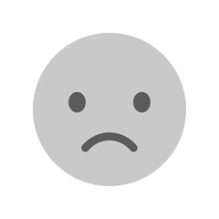 への字口でムッとした顔のシンプルな絵文字 - 不満や困惑の感情や低評価のイメージ素材