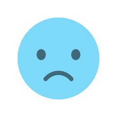 への字口でムッとした顔のシンプルな絵文字 - 不満やガッカリな感情や低評価のイメージ素材